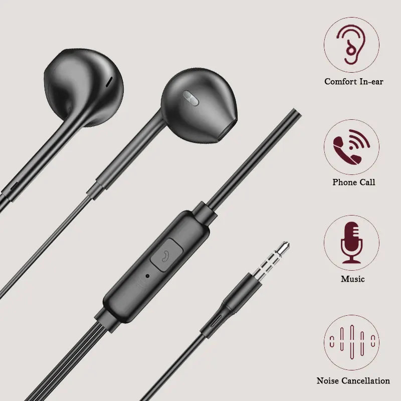 Écouteurs intra-auriculaires filaires avec Microphone