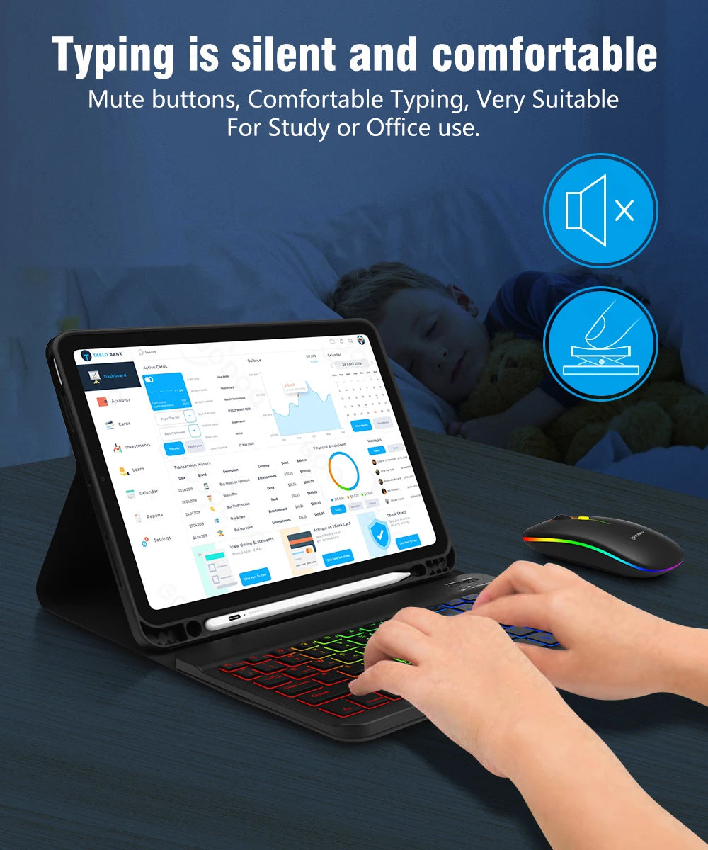 Clavier 10 pouces et souris sans fil