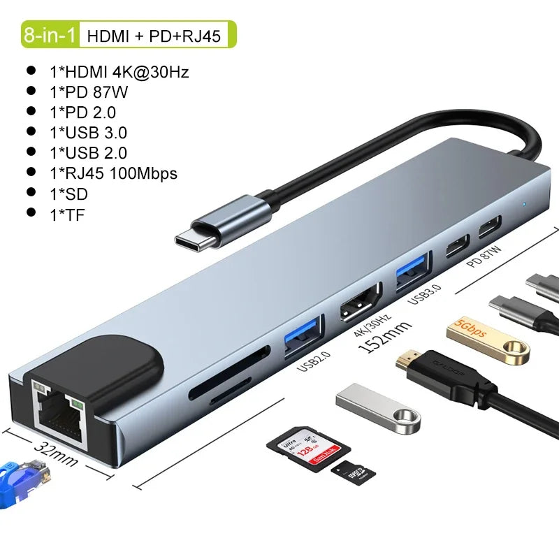 Adaptateur USB C 8 en 1