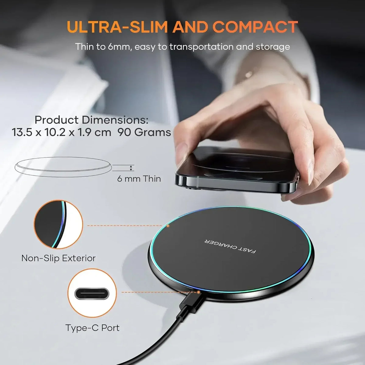 Chargeur à induction sans fil LED de bureau