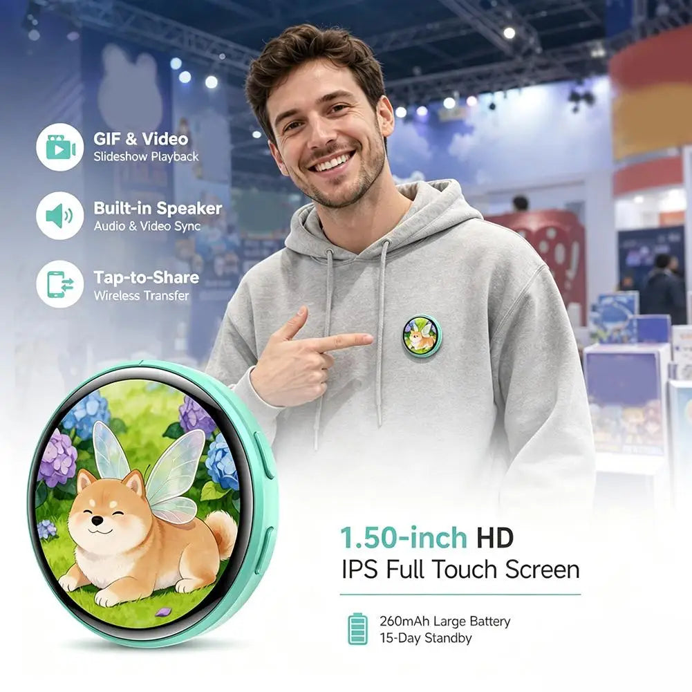 Badge électronique dynamique avec écran tactile de 1,5 pouces