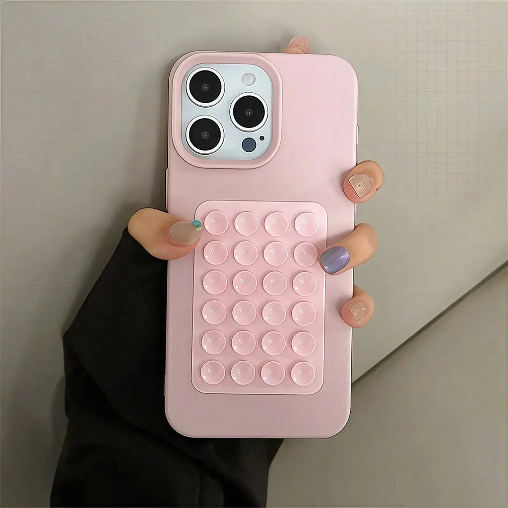 Coque de téléphone à motif litchi avec support à ventouse pour iPhone