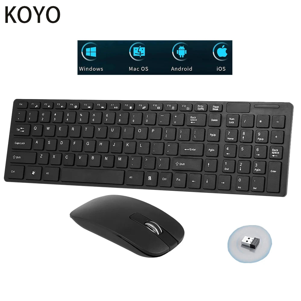 Clavier et souris sans fil compatible avec Windows, PC, Android et IOS