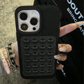 Coque de téléphone à motif litchi avec support à ventouse pour iPhone