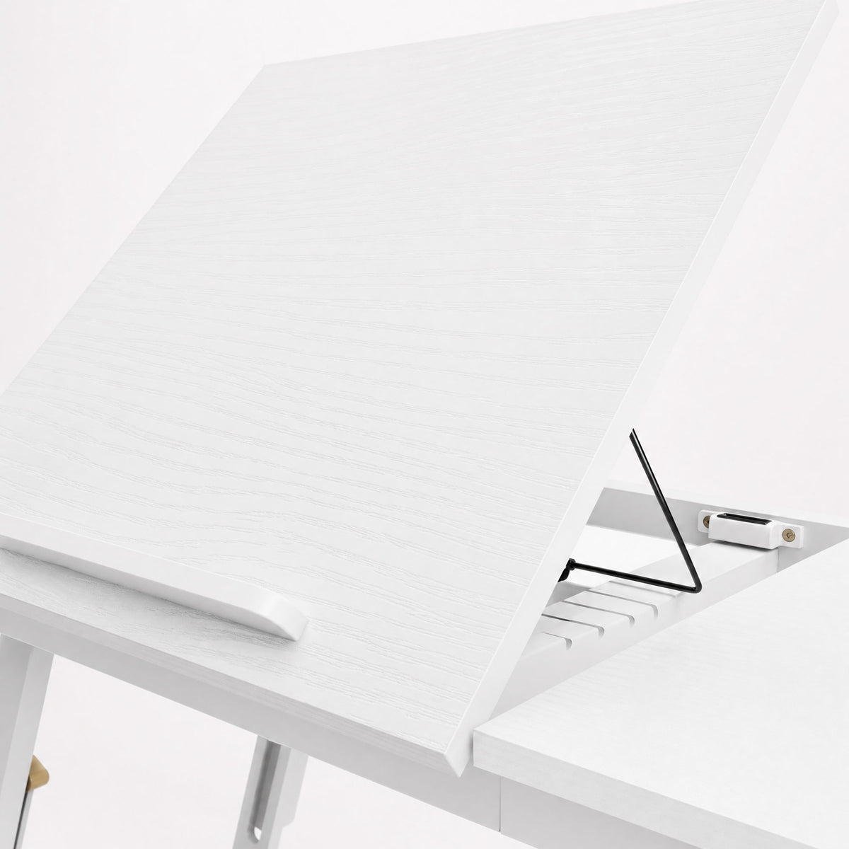 Table de lit pliable et réglable, plateau de lit pour ordinateur portable en bambou plateau inclinable 83,5x33x34cm blanc