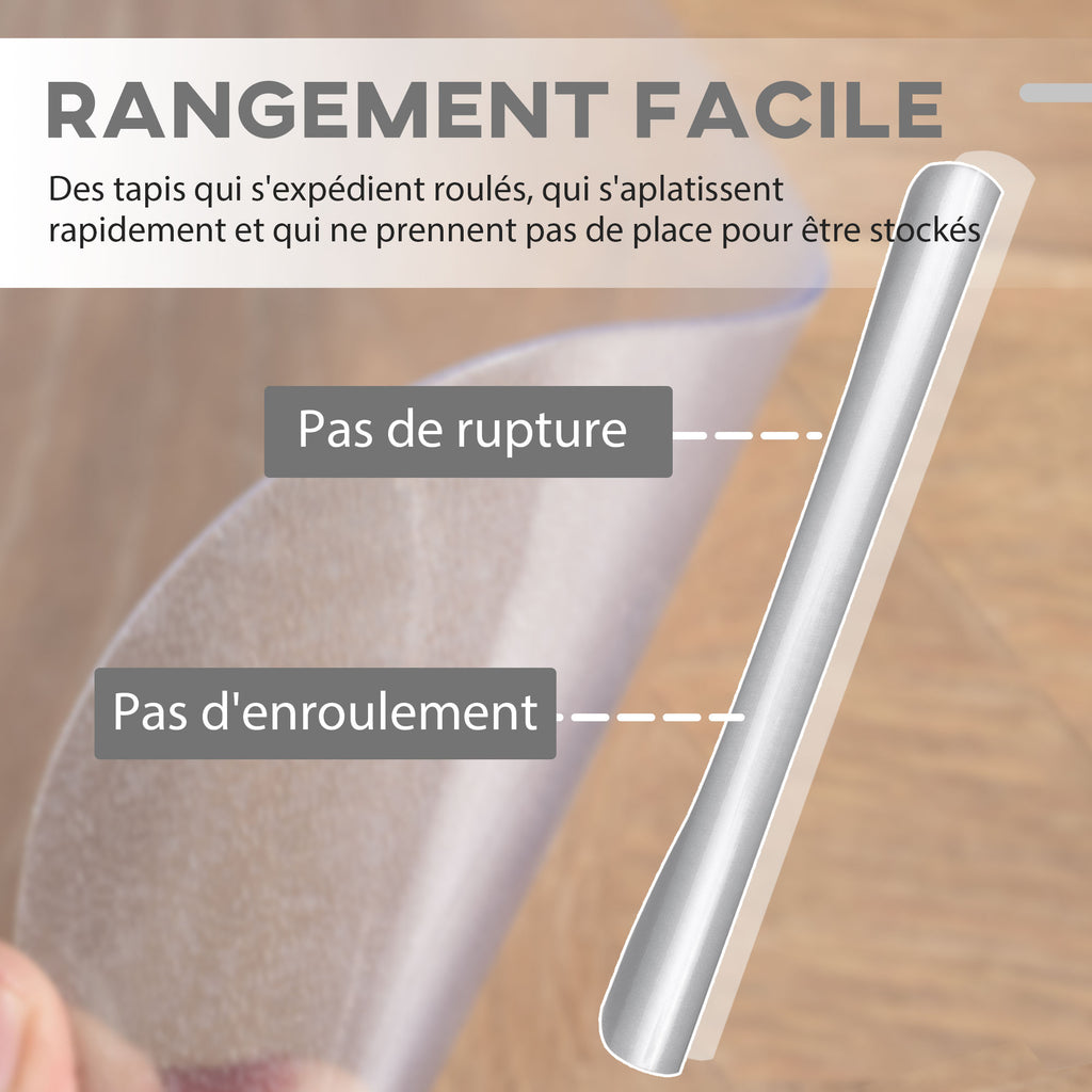 Tapis de chaise de bureau rectangulaire, antidérapants en plastique transparent 90x120cm